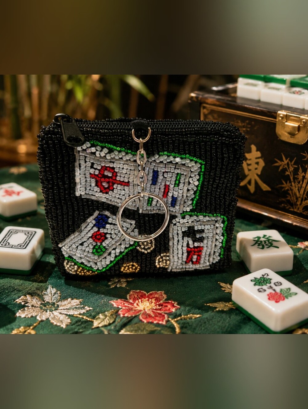 Vintage Mahjong Magic 🎴✨ Beaded Coin Purse | New Old Stock | Rare & Unique